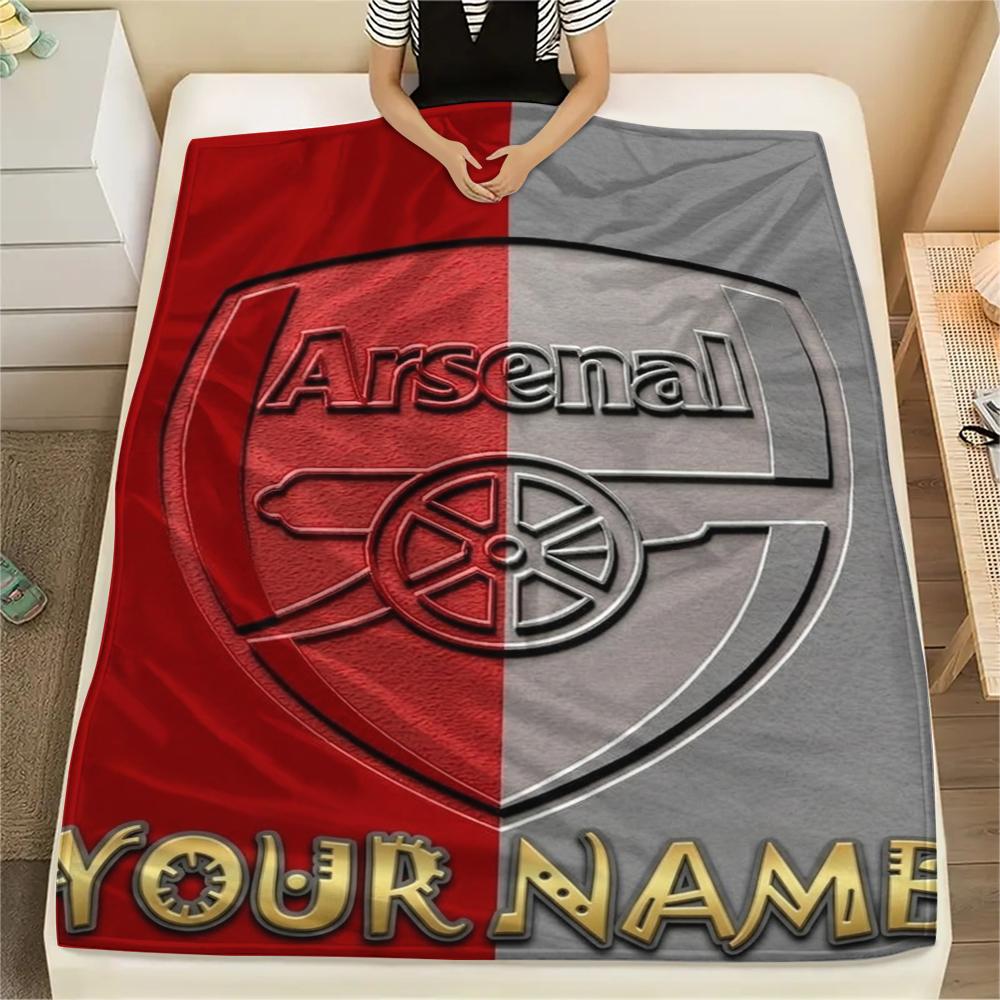 1PC Custom Name Arsenal Patterned Flannel Blanket Suitable For All Seasons for Home Decor Warmth and Comfort Gifts Holiday Present