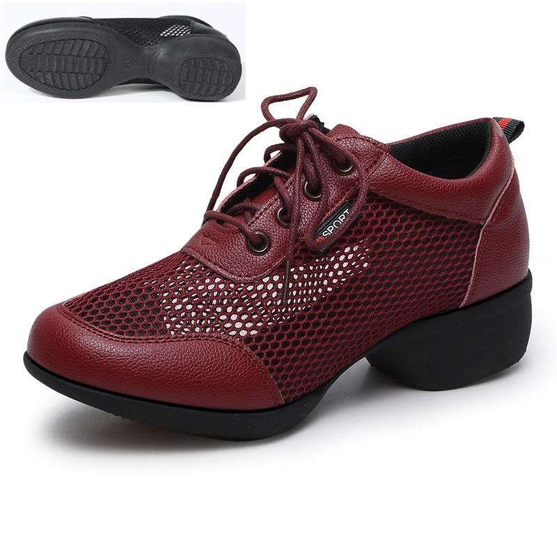 New Mesh Square Dance Shoes For Women Breathable Modern Dancing Shoes Anti Slip Warm Height Increasing Jazz Commuting Shoes