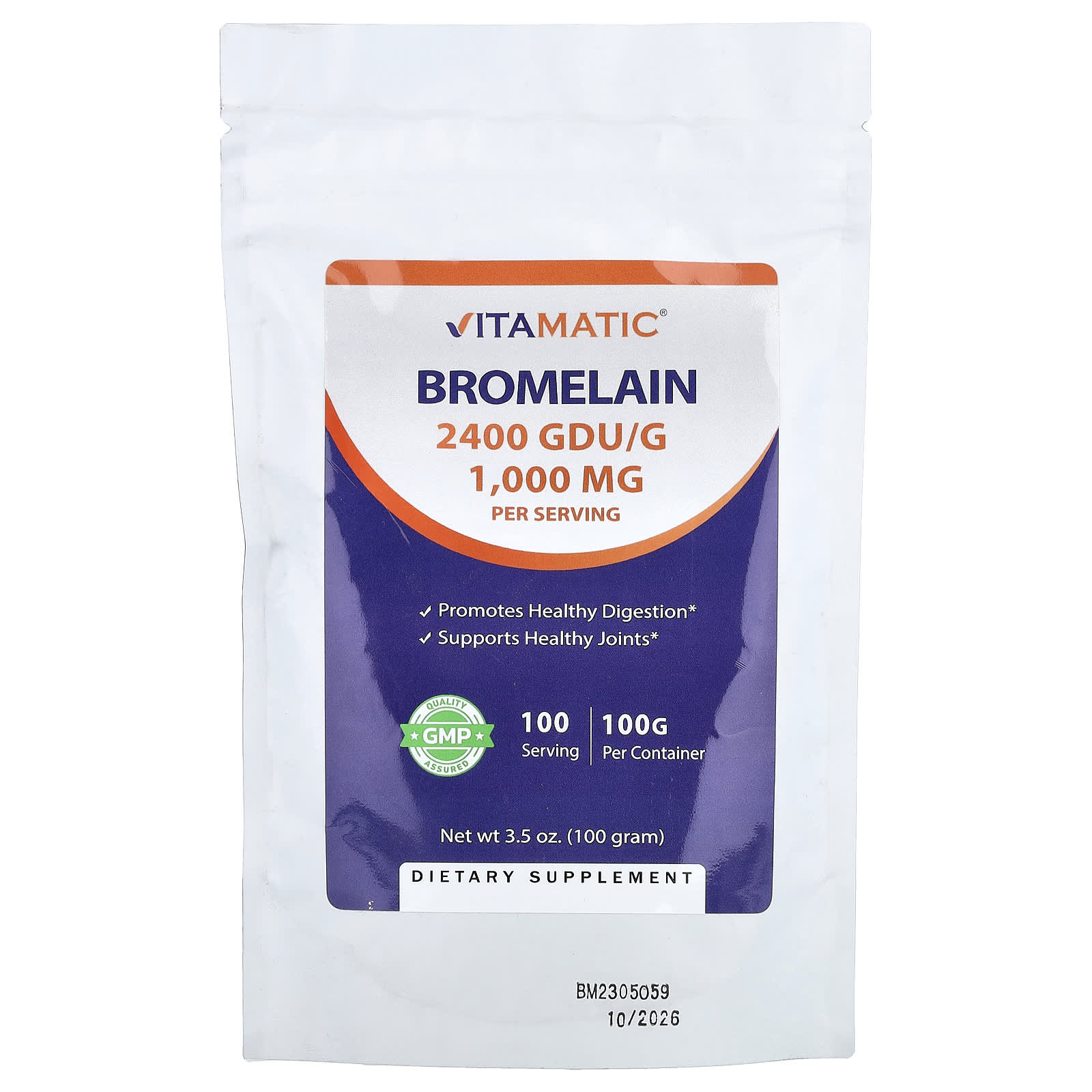 

Vitamatic, Bromelain, 100g (3.5oz)