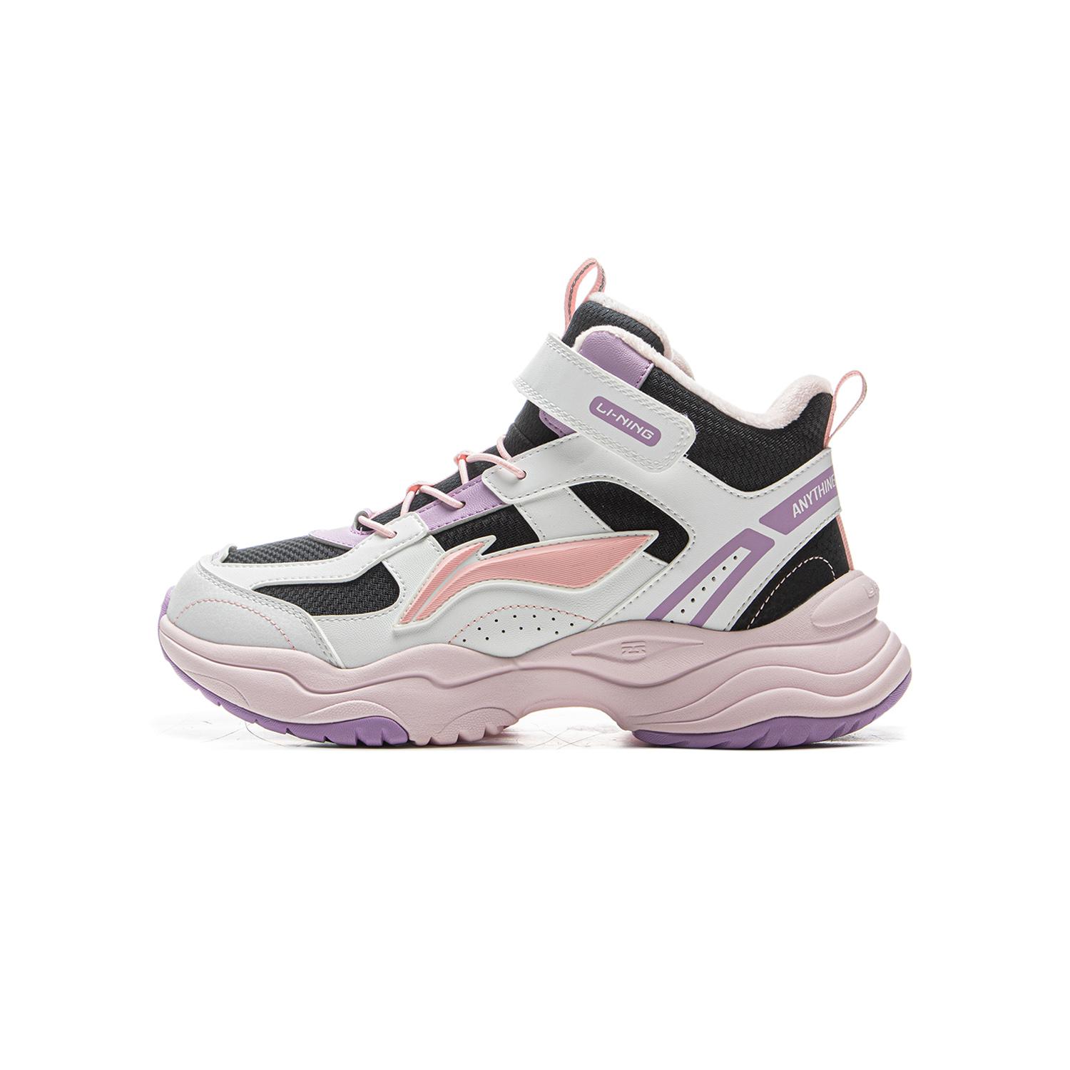 

Li Ning Детская спортивная повседневная мода Нескользящая Амортизация Отскок Теплые Полусапоги Повседневная обувь Детская повседневная обувь Черный Стандартный-Белый YKCU224-4 31