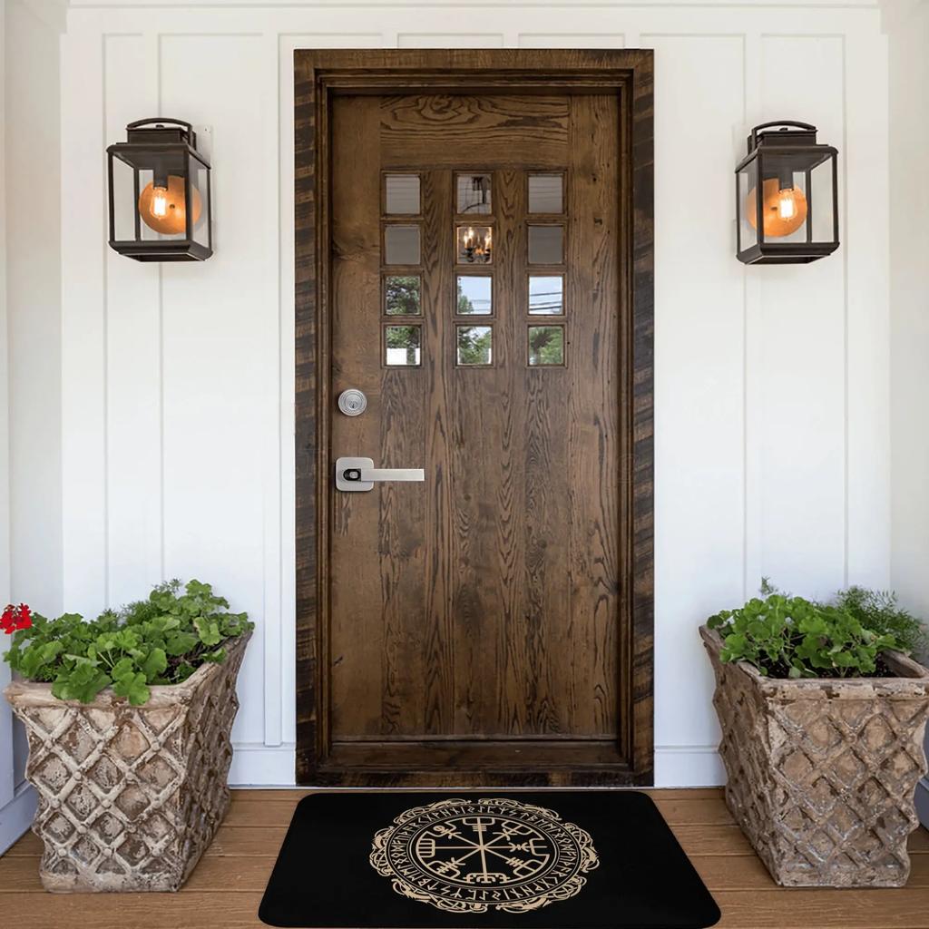 Viking Nordic Celtic Symbol Entrance Door Floor Mat Vikings Tattoo Odins Ravens Carpet Rugs Anti-Slip Waterproof Bathroom Mat