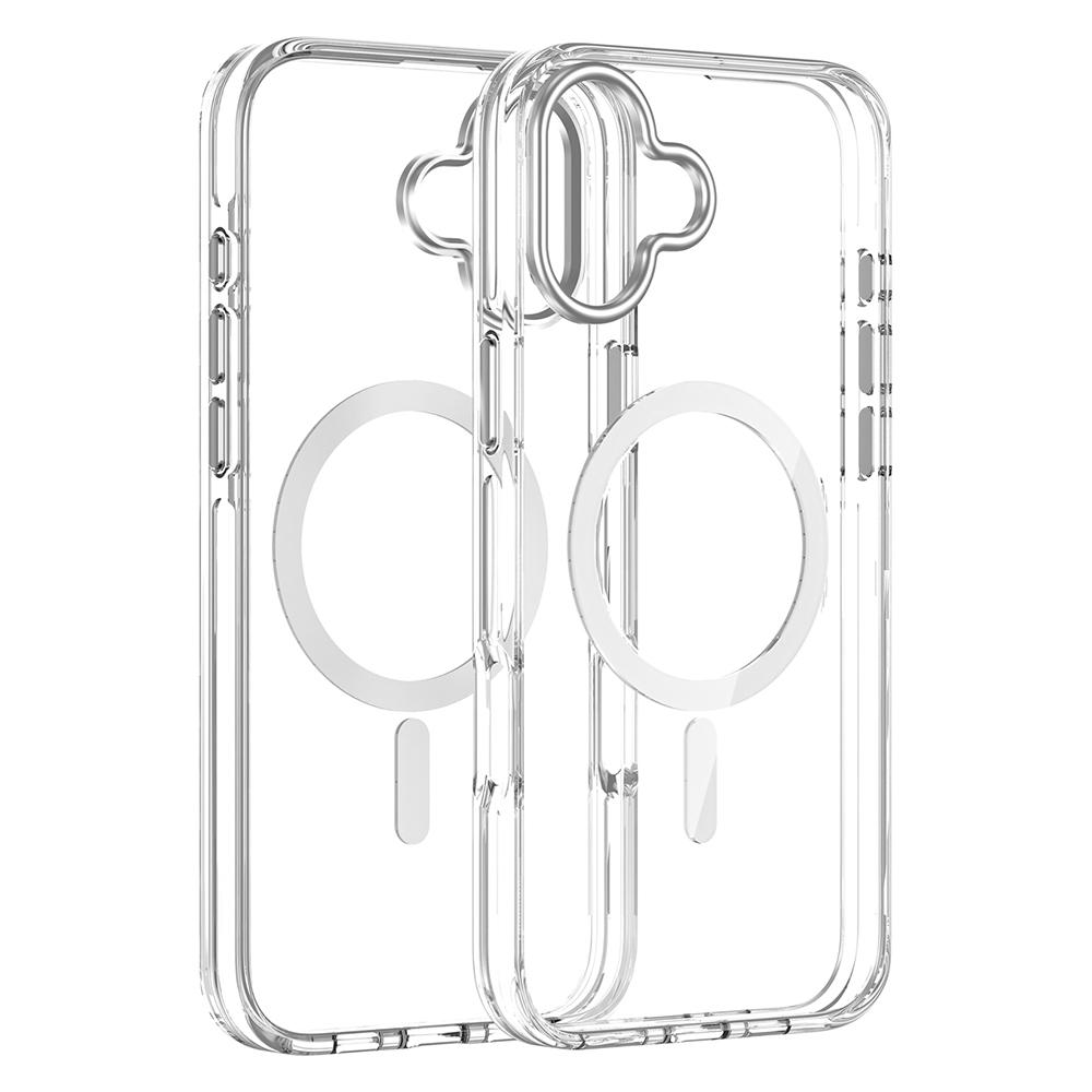 For iPhone 16 Case Compatible with MagSafe Airbag Design PC+TPU Clear Phone Cover