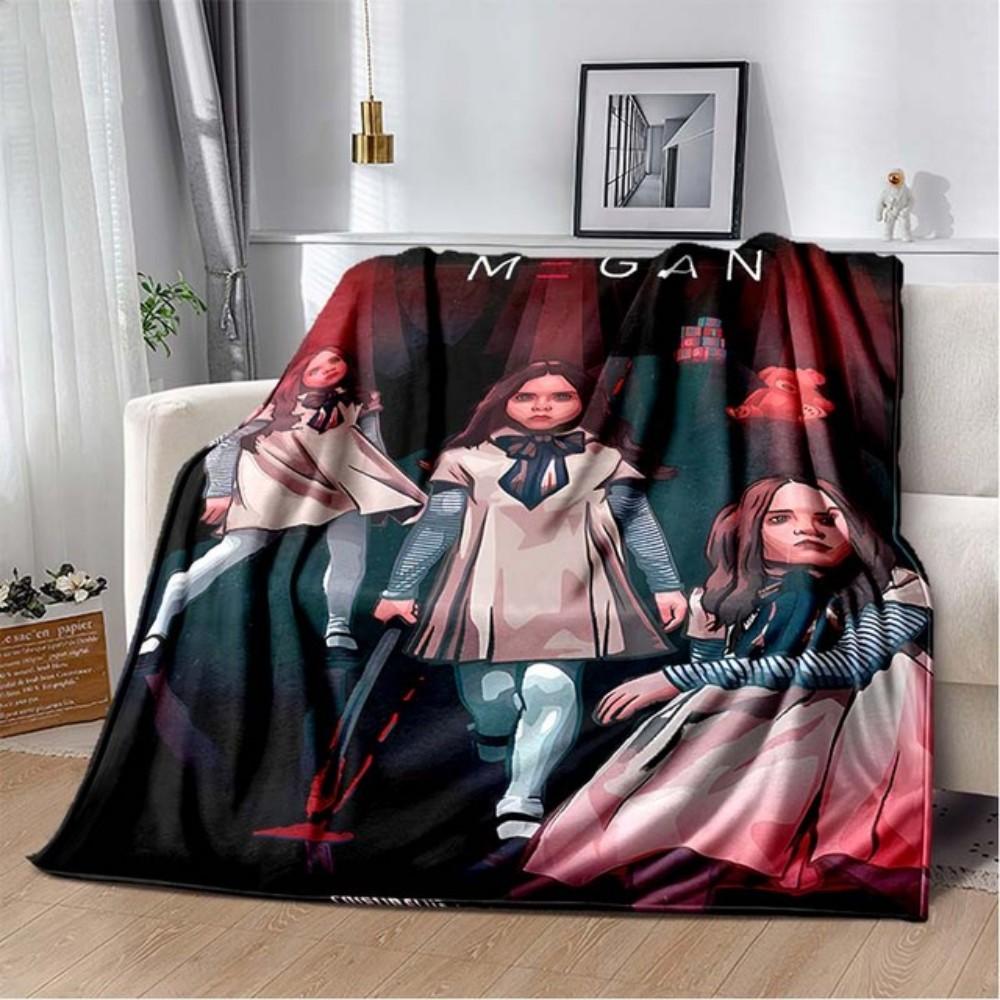 2023 M3GAN Horror Movie Throw Blanket Mysterious Character Soft Plush Fleece Lightweight Couch Bed Funny Halloween Friend Gift