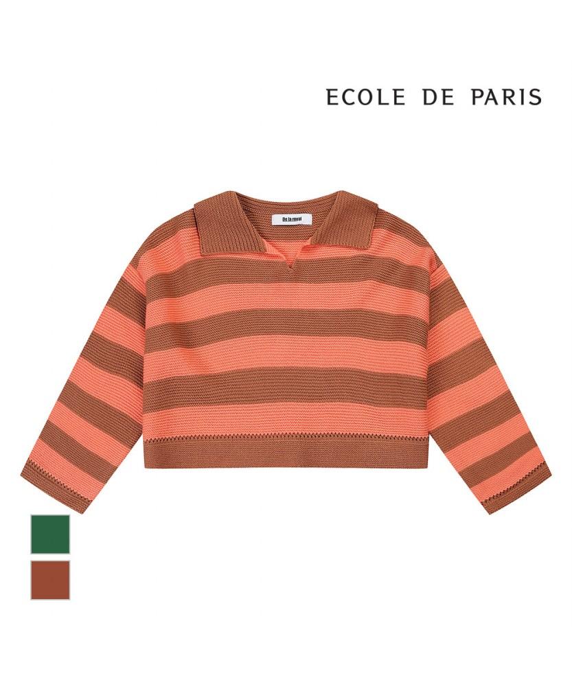 ECOLEDEPARIS Two-Tone Collared Knit_Rb32Kkcm30Z