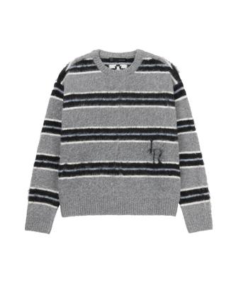 Ledeoli Logo Hairy Stripe Knit [Grey]
