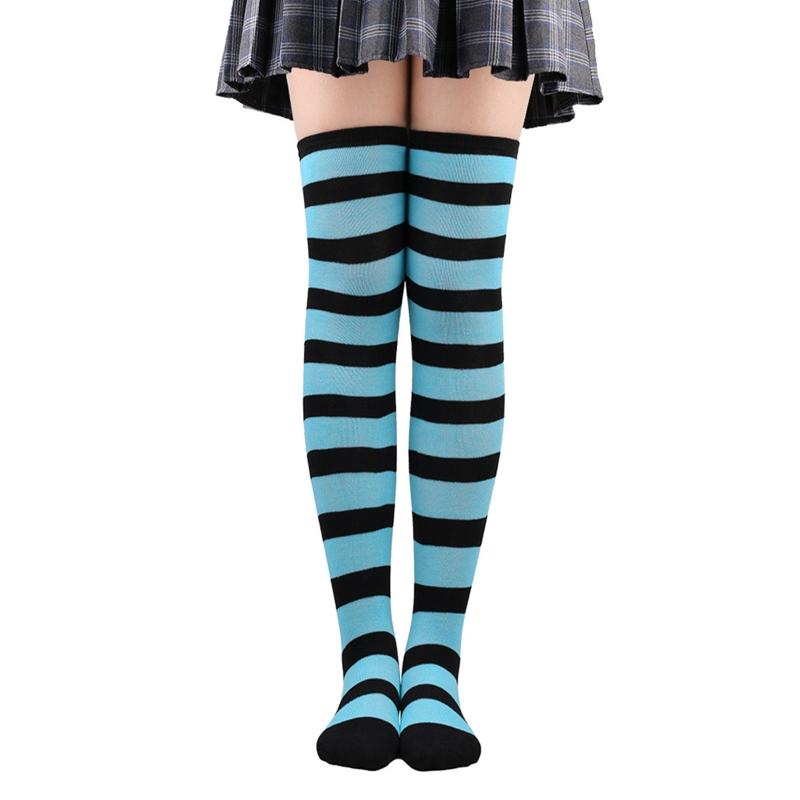 Striped Thigh High Long Stockings for Women Halloween Anime Cosplay Accessories