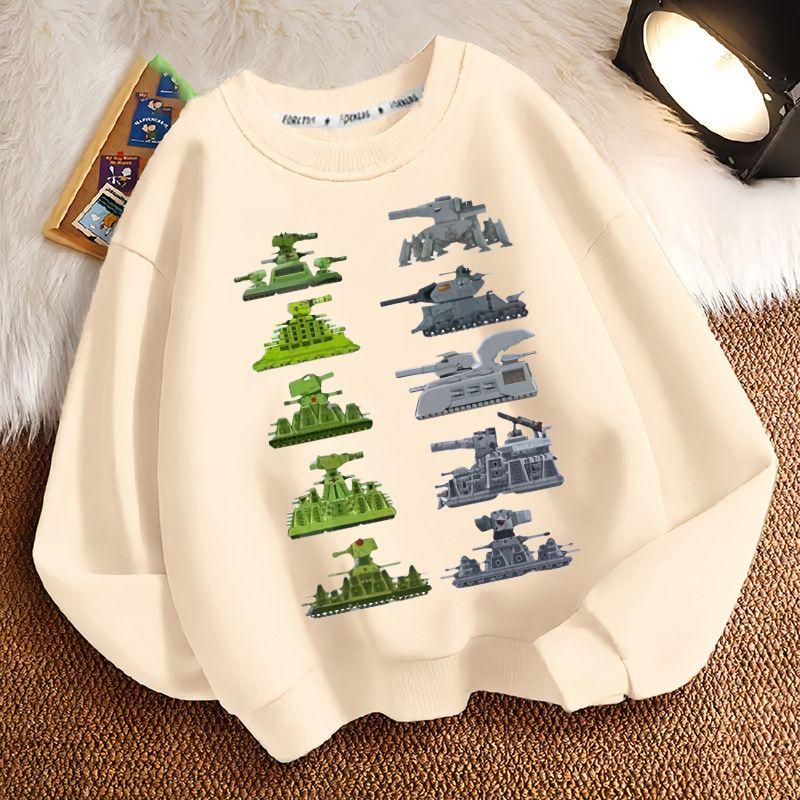 Children's Fashion Tank Sweatshirt for Autumn and Winter, Loose Long-sleeved Sweatshirts for Boys and Girls
