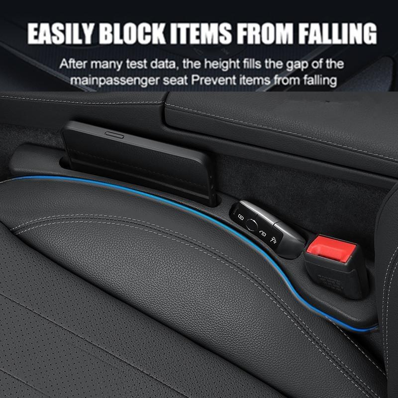 1 par de tapones universales para asientos de coche, con costuras laterales, a prueba de fugas, decoración, relleno, organizador de asientos, almacenamiento interior.
