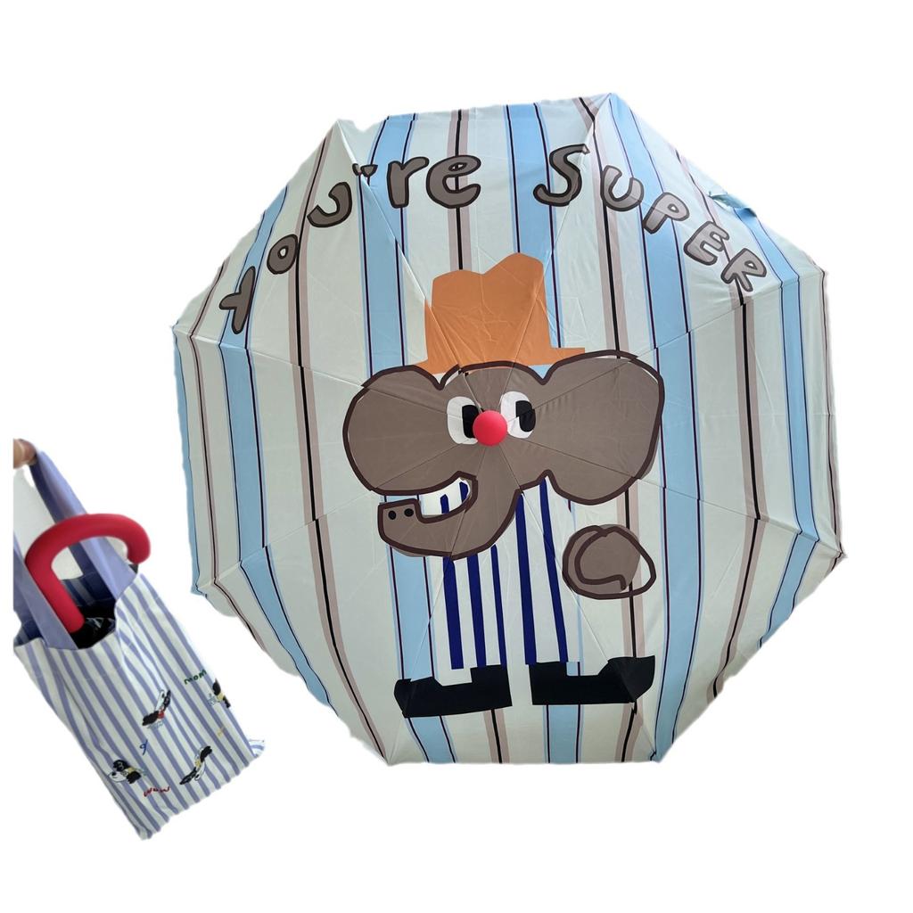 New hand-opened 8-bone vinyl curved hook umbrella, weather and rain cartoon design sunshade, folding sunscreen sun umbrella