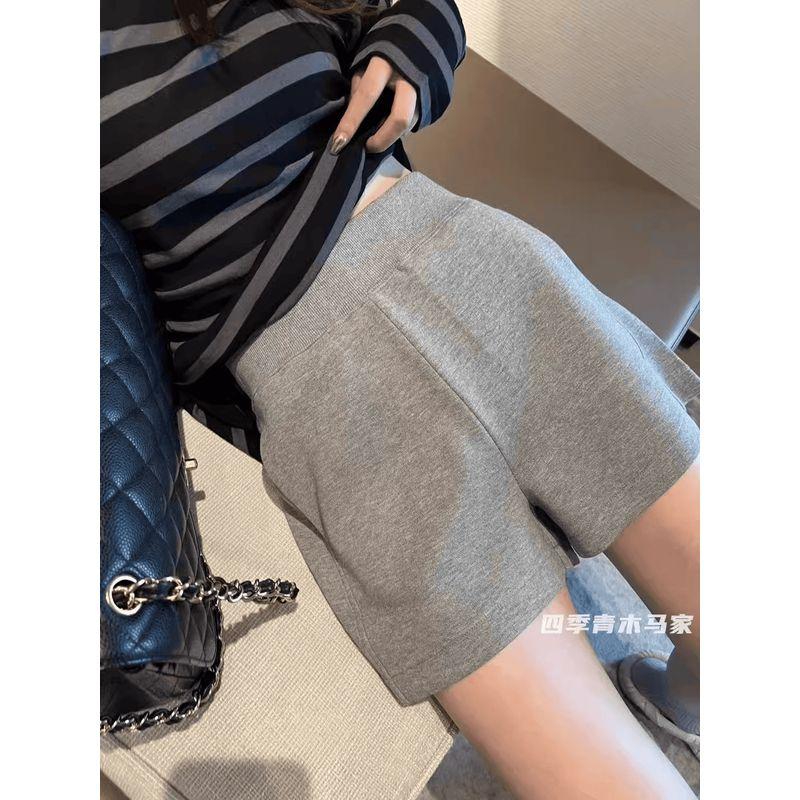 

Европейская станция 2024 Лето Новое поступление Шорты конфетных цветов Женские K-стиль А-силуэт Прилегающие Повседневные Легче всего сочетать Хот-пэнтс Gray 2XL