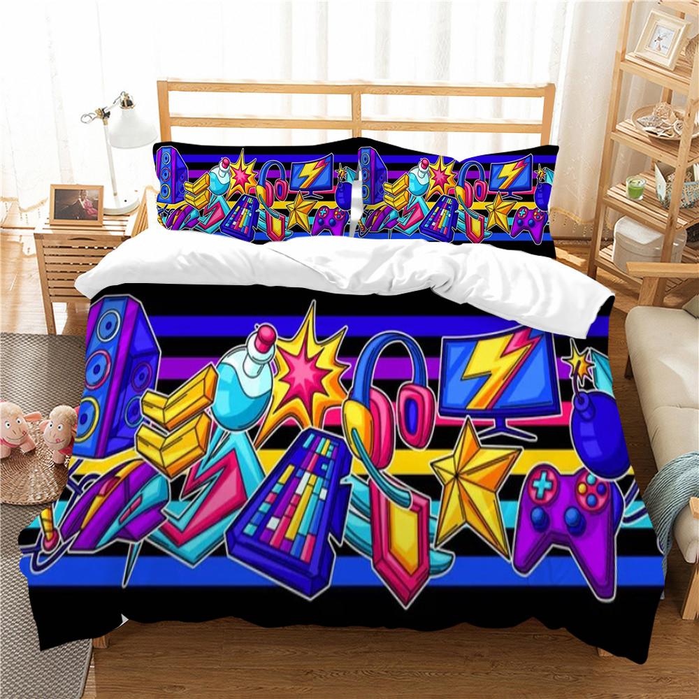 

Геймпад, пододеяльник, комплект постельного белья с игровой ручкой и принтом, высококачественная постельная одежда, пододеяльник для мальчиков и мужчин, королева EU Single 135x200cm
