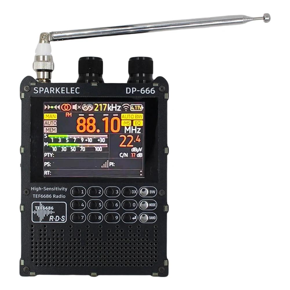 DP-666 Radio TEF6686 Alta Sensibilidad Banda Completa FM AM LW MW SW Onda Corta ESP32 RDS LCD IPS de 2.8 pulgadas