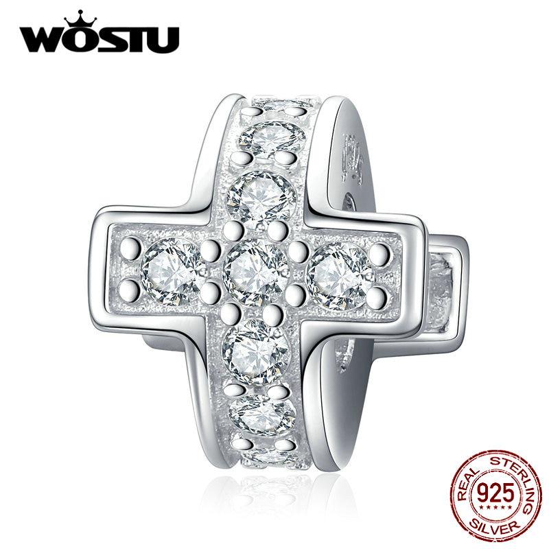 

WOSTU Классические Аутентичные бусины-крестики из стерлингового серебра 925 пробы, подвеска, подходит для оригинального браслета-подвески и браслета HCC2292