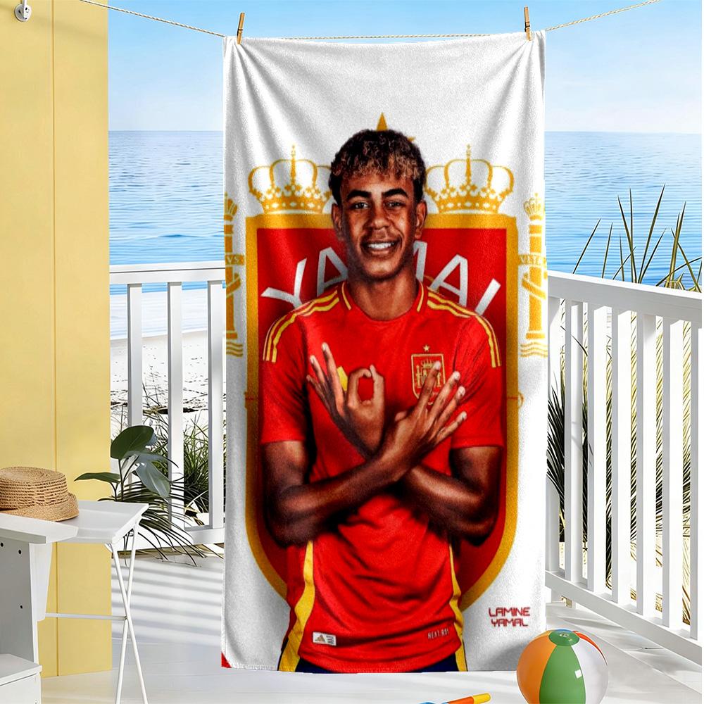 Yamal Spain's Soccer Star Celebration Beach Towel Super Soft & Absorbent Comfortable Lightweight Perfect for Traveling Yoga Camping and Swimmin