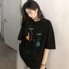 Short-sleeved T-shirt Women's Spring Clothing New Retro Lazy BF Style Design Sense Black Bottoming Shirt Top Trendy