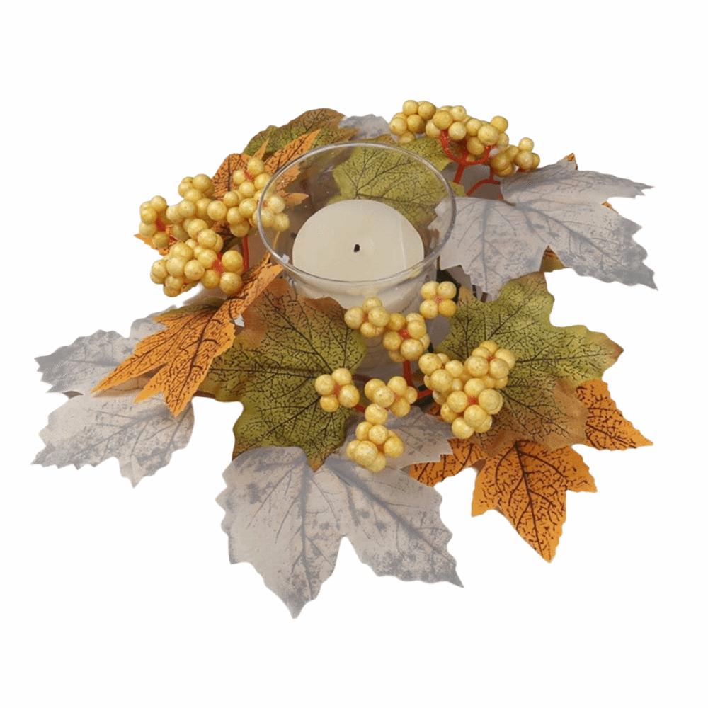 Handmade Maple Leaf Candlestick Garland Artificial Autumn Floral Garland  Farmhouse Decoration Style 3