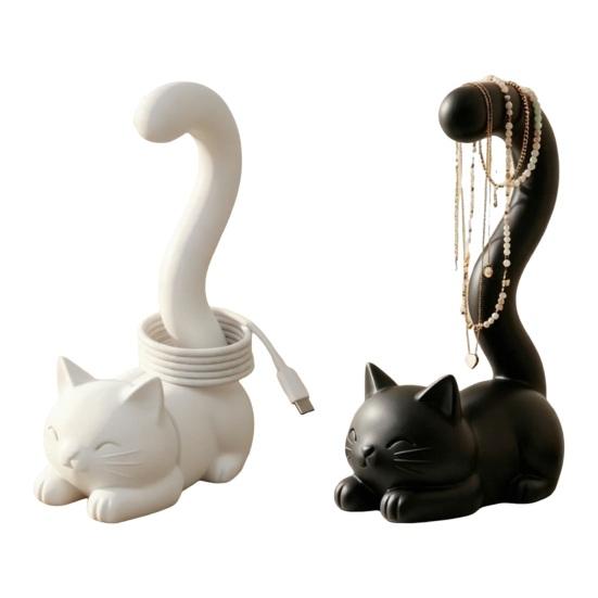 Katvormige Ringstandaard 3D Geprinte Kattenstaart Sieraden Displayhouder