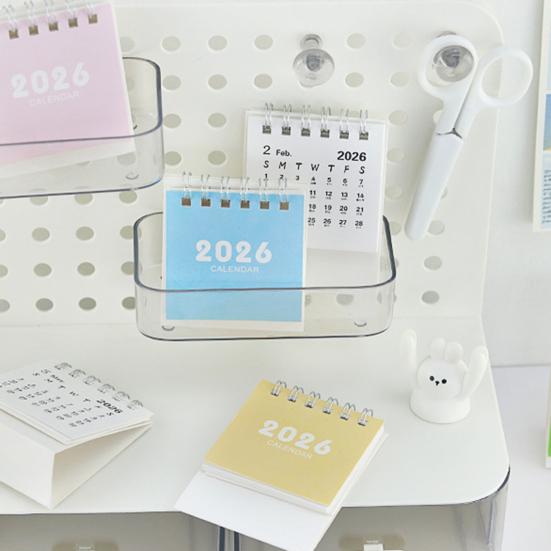 2026 Mini Desktop Calendar Cute Cartoon Desk Planner with Spiral Binding Small Planning Notebook for Office Home