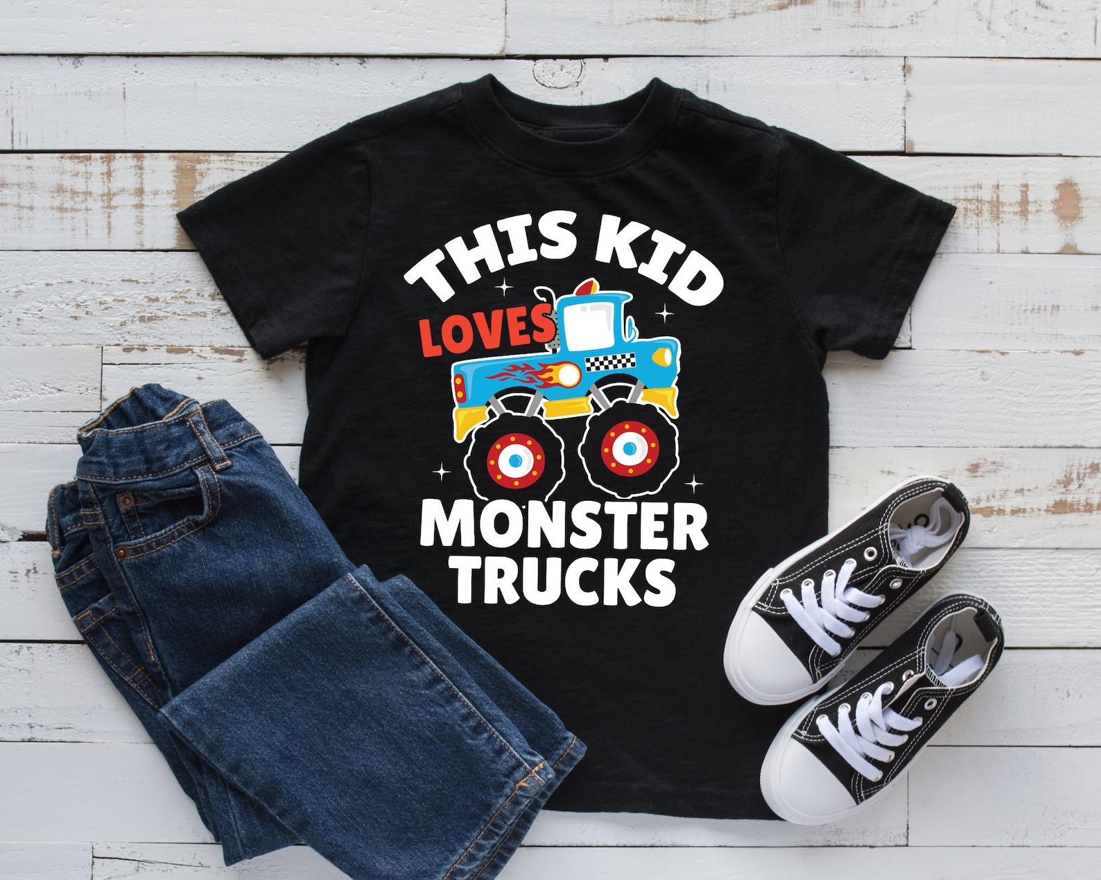 This Kid Loves Monster Trucks Shirt, Monster Truck Kids Tee, Toddler T-Shirt, Baby Bodysuit 4XL