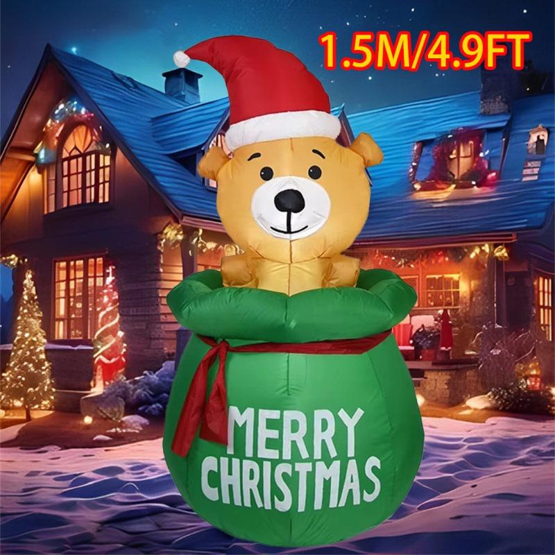 

Inflatable Toy Bear in Bag Christmas Inflatable Model Luminous Inflatable Model Christmas Atmosphere Decoration Model US Plug