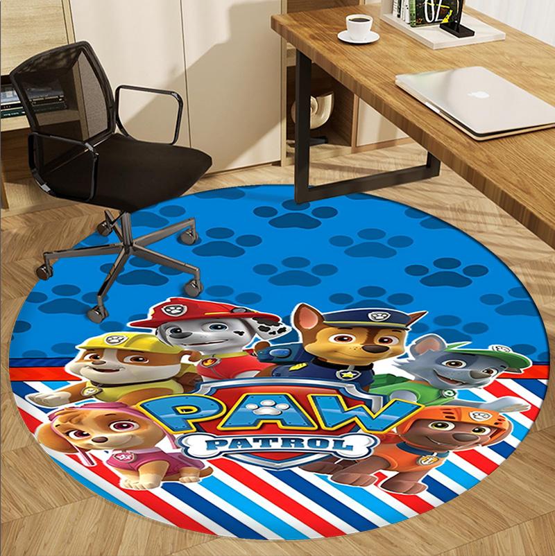 PAW Patrol Pattern Round Rug, Indoor/Outdoor Mat, for Picnic, Gameroom, Bedroom, Office, Living Room, Home Decor Carpet, Birthday Gift