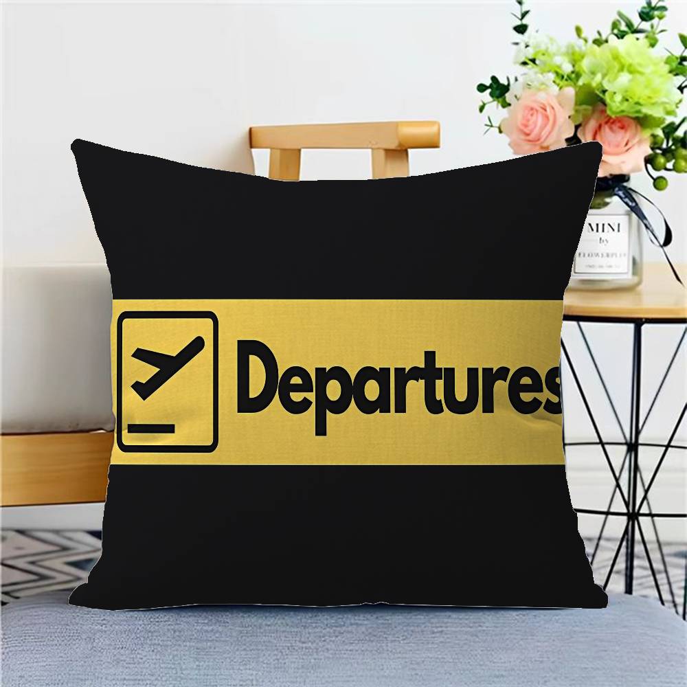 

Подушка Наволочка Прибытие и Отправление Рейс Аэропорт Дюймы Декор Фермерского Дома Домашние Наволочки для Диванных Украшений 12x12Inch