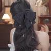 Large Summer Lace Edge Bow Claw Clip Hair Accessory for Women - Multi-Layer Feather Design