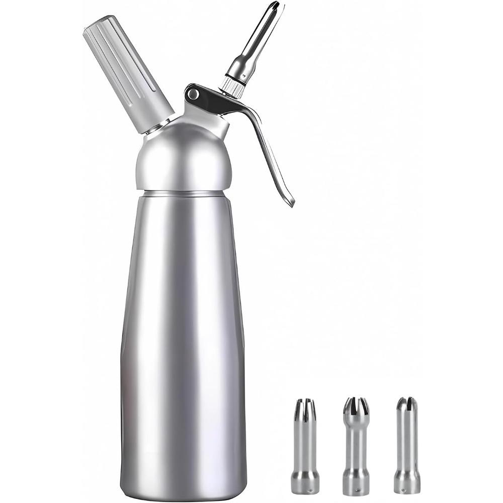 Aluminum Cream Gun Foam Dispenser 500ML Stainless Steel Siphon Vase Mounting Soda Gun for Home Bakery Coffee Shop