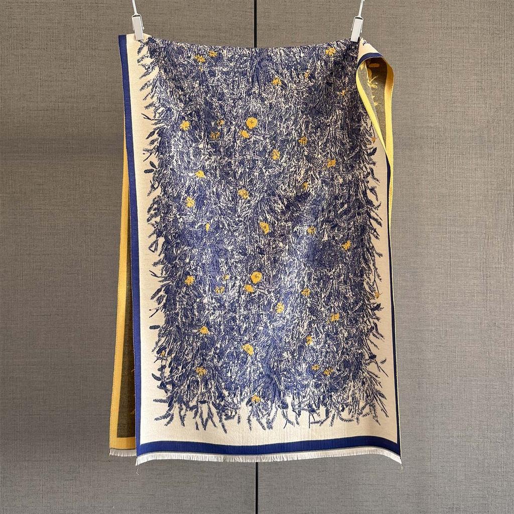 New imitation cashmere jacquard scarf women's autumn and winter versatile air-conditioned room double-sided thickened warm scarf shawl batch