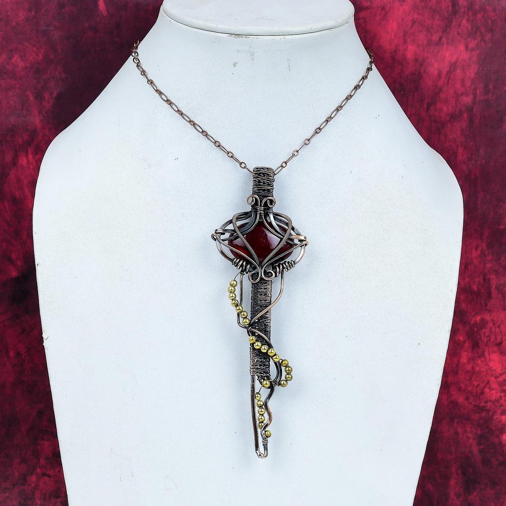 Red Fire Labradorite Pendant Copper Wire Wrapped Pendant Handmade Jewelry Very Pretty Gemstone Pendant Copper Wire Key Jewelry Gifts for Her