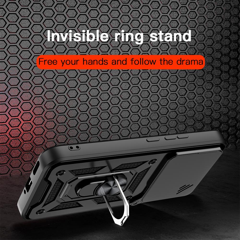 KEYSION Shockproof Case for Redmi Note 15 Pro 4G 15 Pro+ 5G Slide Camera Lens Protection Ring Stand Phone Cover for Redmi Note15