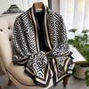 2025 Spring 180*90CM Fashion Dustproof Big Bandanna Popular Satin Finish Silk Shawls Scarves Luxury Print Sunscreen Beach Towel