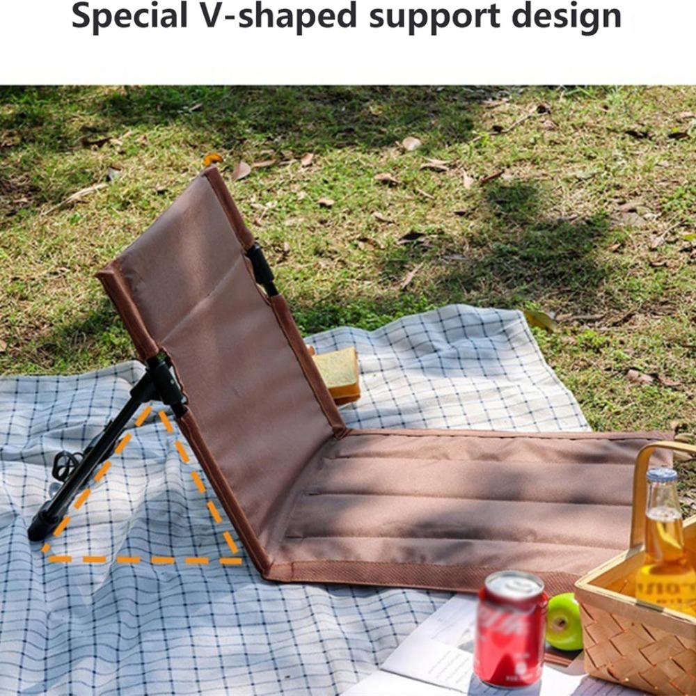 Portable Beach Mat Lounge Folding Chair with Back Support Folding Reclining with Back Net Pocket Lightweight Foldable Chair