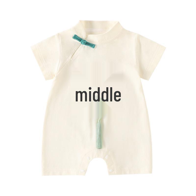 Clearance Panda Short-Sleeve Romper for Baby Boys and Girls - Chinese Style Summer Crawling Suit