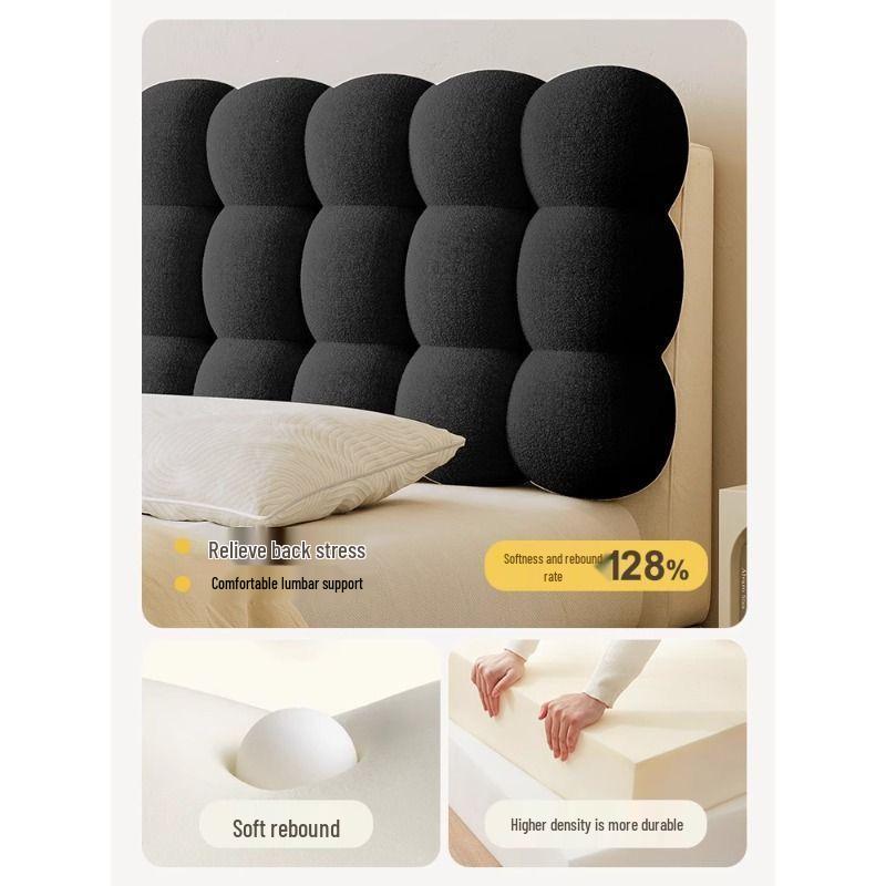 Creamy Snowball Tatami Bed Backrest Cushion: Thickened Teddy Fleece Upholstery 2024