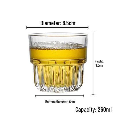 HANDUNYOU 260ml stapelbare Trinkgläser aus gehärtetem Glas (12er-Pack)