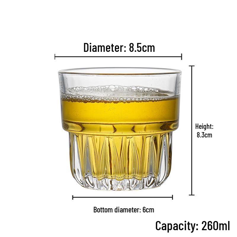 

HANDUNYOU 260ml Tempered Glass Stackable Beverage Cups (12-Pack)