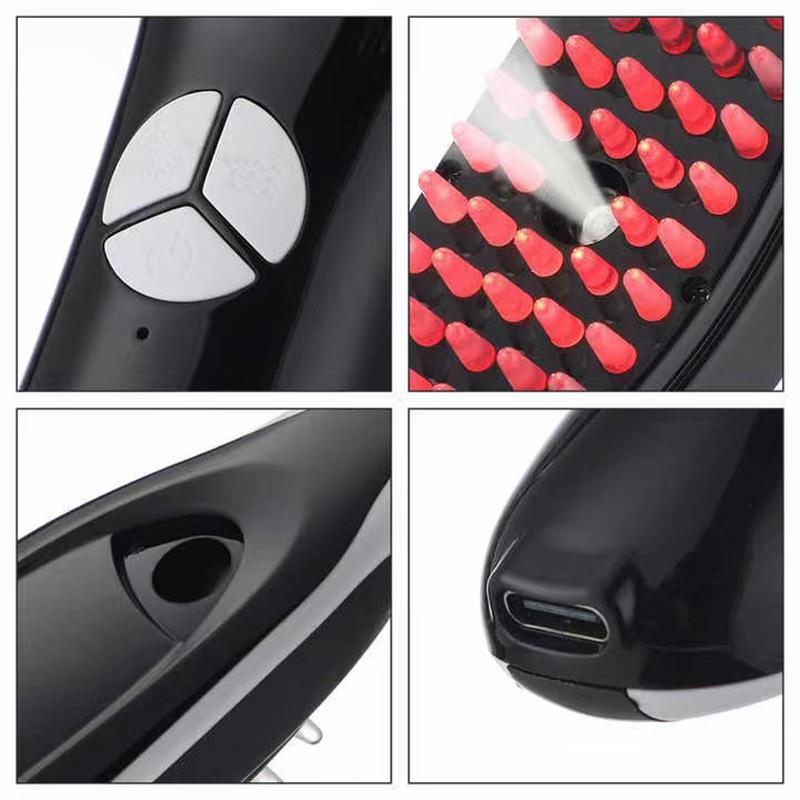 Anti Hair Loss Scalp Care Electric Massage Comb Red And Blue Light Therapy Scalp Vibration Massage Brush Hair Growth Massager