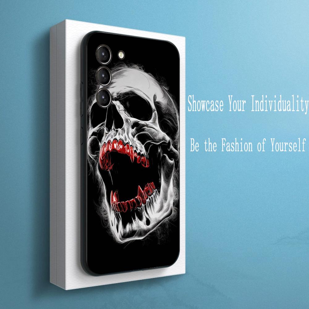 American skull retro fashion design Phone Case For Samsung Galaxy S25 S24 S23 S22 S21 S20 Plus Ultra Note20 Soft Black