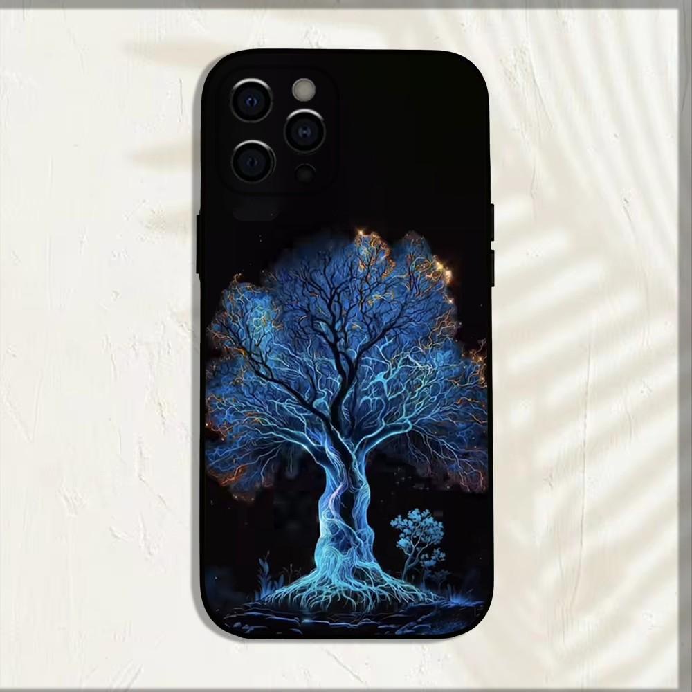 Tree of Life Space Phone Case For iPhone 16,15,14,13,12,11,Pro,X,XS,Max,XR,Plus,Mini Soft Black Cover