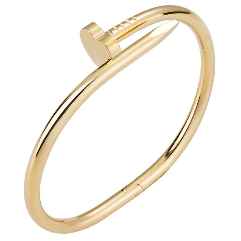 Elegant Slim Waist Titanium Steel Bracelet with Diamond Inlay, 18K Gold, Women's Niche Design