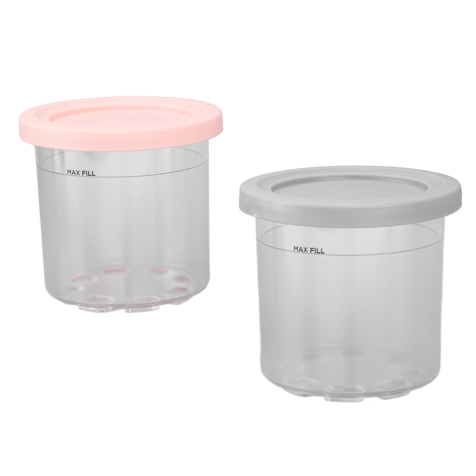 

2PCS Ice Cream Pints Cup 600ml Ice Cream Container Storage Jar for Ninja NC299AMZ NC300s Grey and Pink