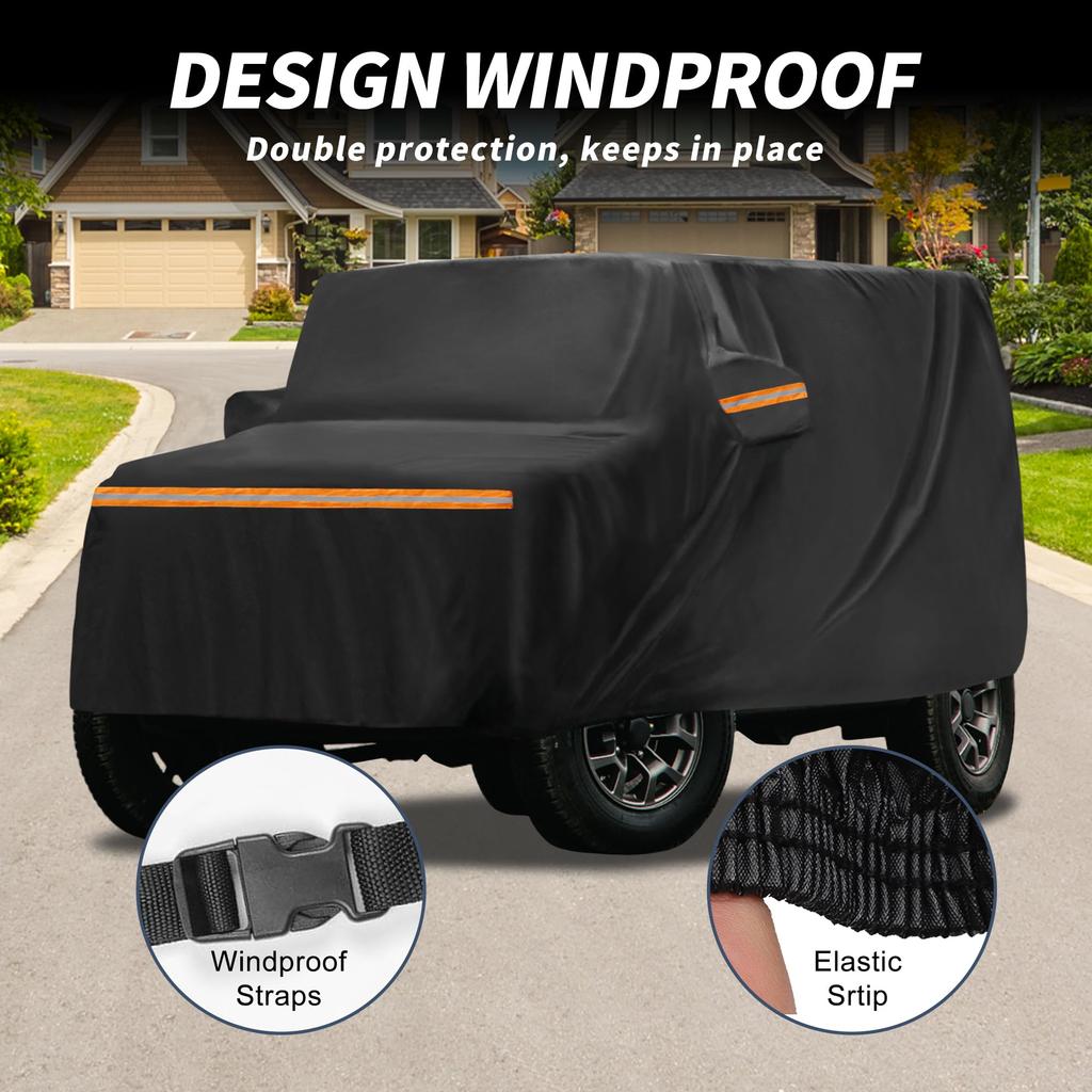 X AUTOHAUX Car Body Cover for Suzuki Jimny Features New Waterproof Fabric Lightweight and Comfortable for Fleece Paint Seat Door and Safety Even if