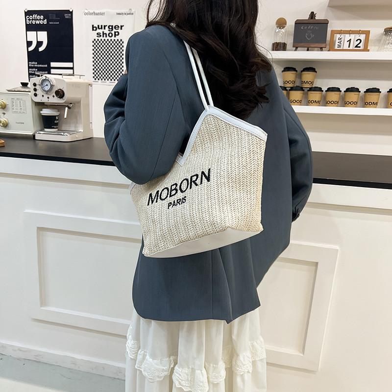 Woven Tote Bag For Women With Zipper Closure And Internal Phone Pocket For Daily Casual Use