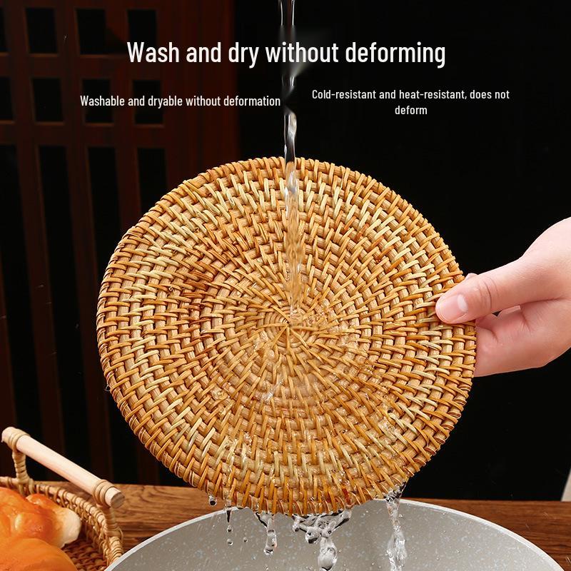 Rattan Heat-Resistant Insulation Mat for Pots, Bowls, Plates, Coasters, Teapots, and Casseroles