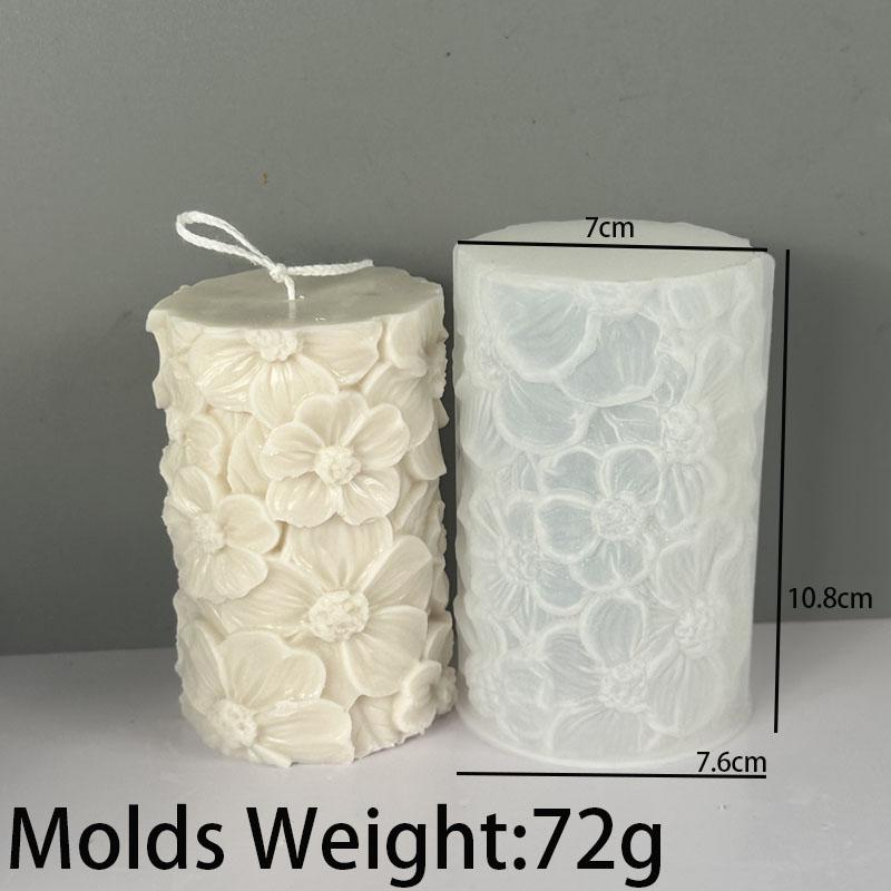 Flower Butterfly Cylindrical Silicone Candle Mold DIY Waves Soap Resin Plaster Making Chocolate Cooking Tool Wedding Decor Gifts