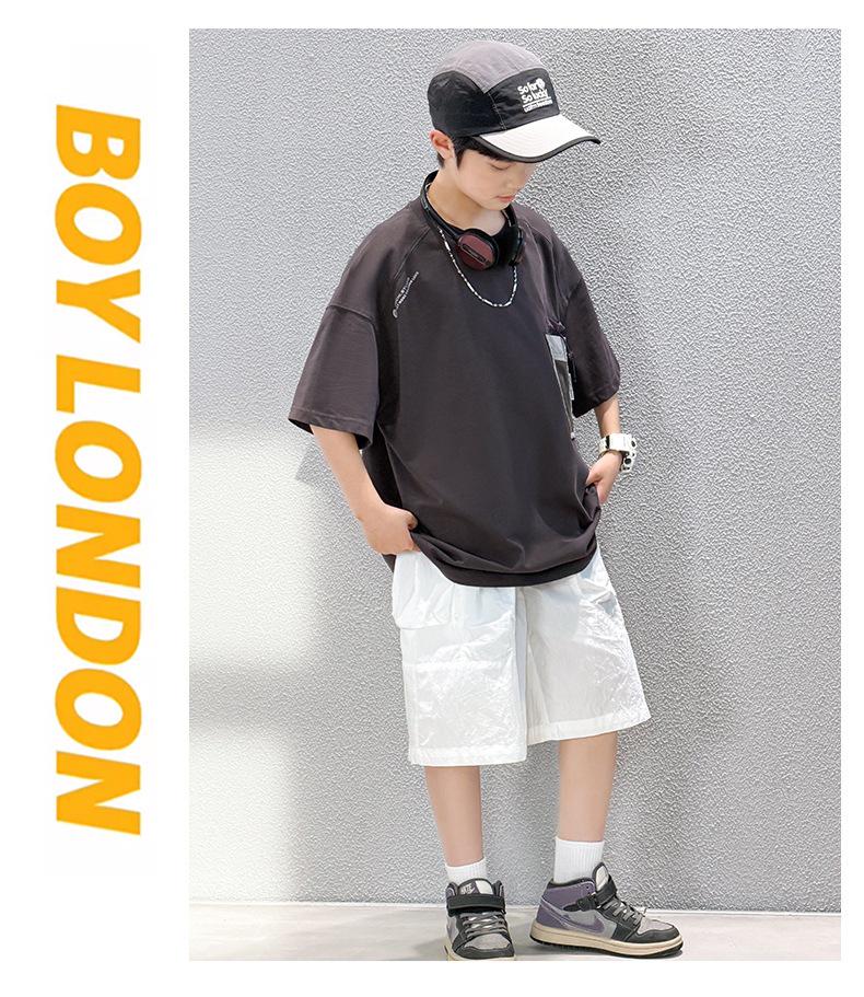 Boys' Korean Style Short-Sleeve Hip Hop T-shirt - Trendy Summer Round Neck for Medium and Large Children