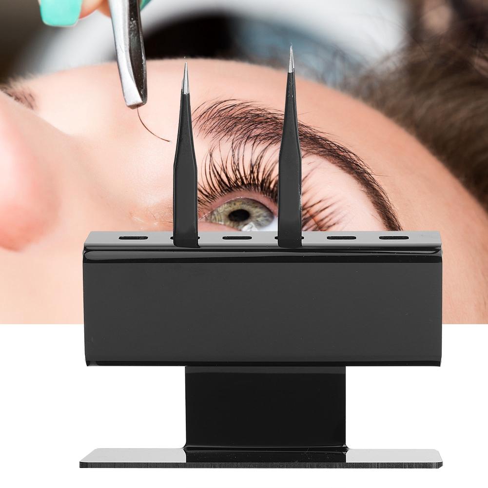 Eyelash Extension Plastic Tweezers Shelf Holder 6pcs Tweezer Stand Positions Black