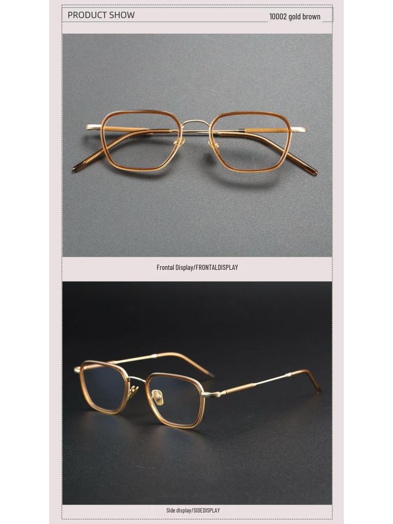 22002 Modische Vollrand-Brillenfassungen aus reinem Titan für Damen & Herren - Retro-Stil, Passform für großes Gesicht