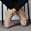 Fashion Men's Autumn Winter Hight-Top Cotton-Padded Shoes Velvet Warm Durable Haed-wearing Shock Absorption Lace Up Shoes